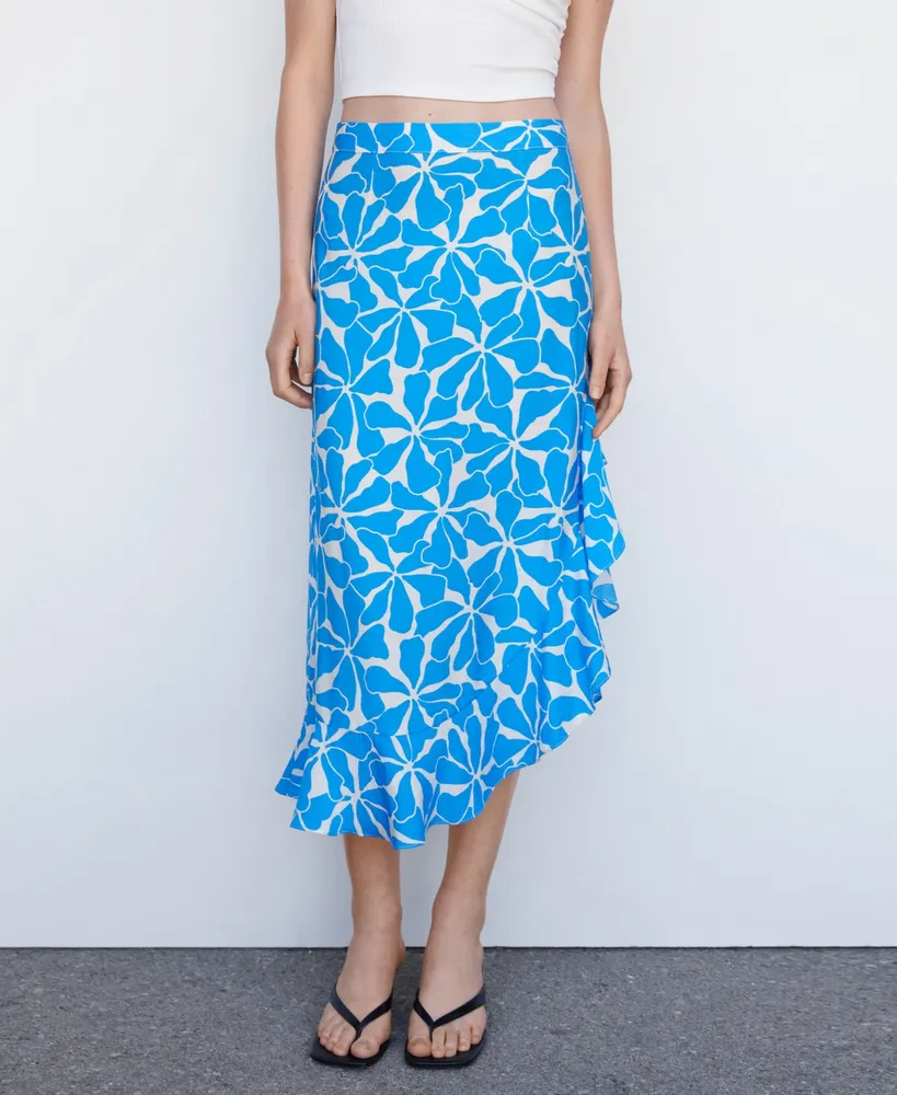 Mango Women's Asymmetric Printed Skirt