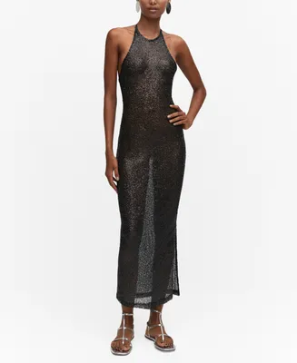 Mango Women's Side Slit Sequined Gown