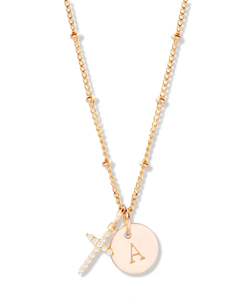 brook & york "14k Gold" Josephine Initial Cross Pendant - Gold