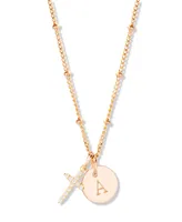 brook & york "14k Gold" Josephine Initial Cross Pendant - Gold