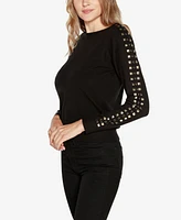 Belldini Black Label Women's Embellished Boatneck Sweater