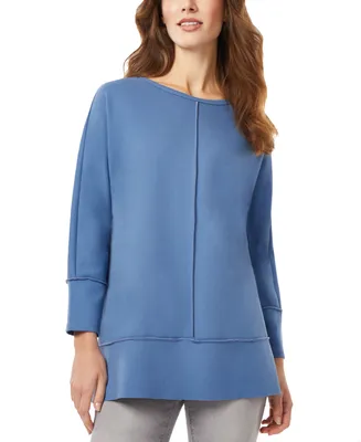 Jones New York Women's Serenity Knit Tunic Top with Three Quarter Length Dolman Sleeves and Seam Details