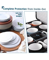 5 Piece Hard Shell Fine China Dinnerware & Cup Storage - Holds a 12 Serving Set