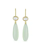 Bling Jewelry Unique Geometric Oval Linear Long Shape Tear Drop Natural Multi-Tier Light Green New Jade Serpentine Gemstone Party Dangling Earrings Fi