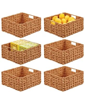 mDesign Woven Farmhouse Kitchen Pantry Food Storage Basket Box, - Pack