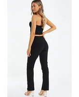 Quiz Women's Scuba Crepe Buckle Detail Split Hem Pant