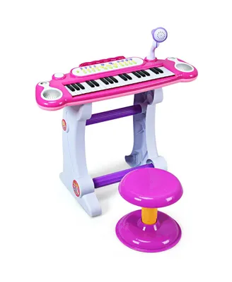 Costway 37 Key Electronic Keyboard Kids Toy Piano MP3 Input with Microphone and Stool