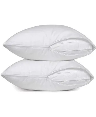 Circles Home Cotton Polyester Cotton Blend Sateen White Zippered Pillow Protector