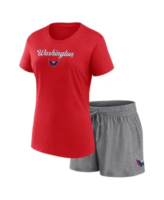 Women's Fanatics Red, Heather Gray Washington Capitals Script T-shirt and Shorts Set