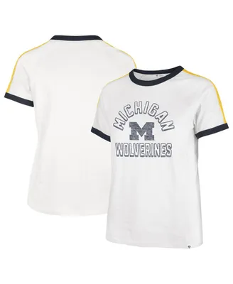 Women's '47 Brand White Michigan Wolverines Sweet Heat Peyton T-shirt
