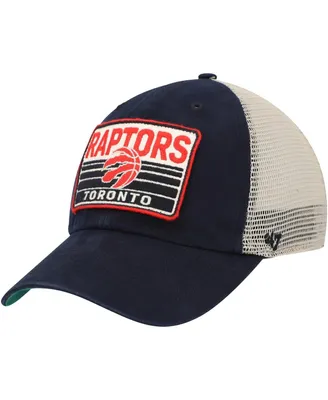 Men's '47 Brand Black, Natural Toronto Raptors Four Stroke Clean Up Snapback Hat