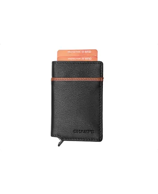 Champs Men's Secure Case Leather Rfid Card Holder Gift Box