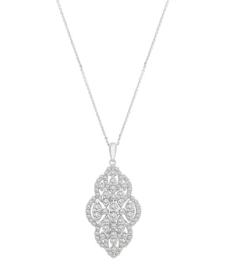 Wrapped in Love Diamond Filigree Cluster 18" Pendant Necklace (1-1/2 ct. t.w.) in 14k White Gold or 14k Yellow Gold, Created for Macy's