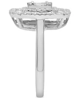 Wrapped in Love Diamond Round & Baguette Square Halo Cluster Ring (1 ct. t.w.) in 14k White Gold, Created for Macy's