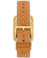 Tory Burch Women's The Miller Square Brown Leather Strap Watch 24mm