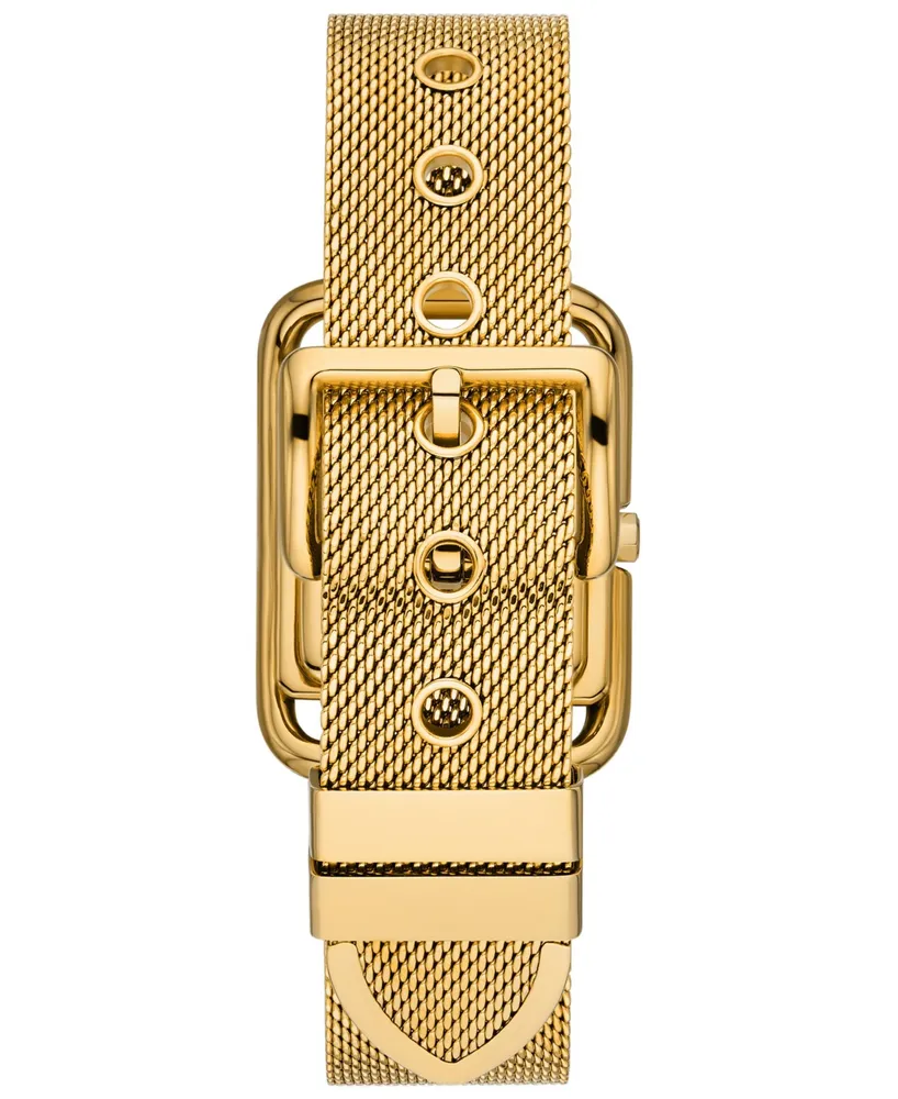 Tory Burch Women's The Miller Square Gold-Tone Stainless Steel Mesh Bracelet Watch 24mm