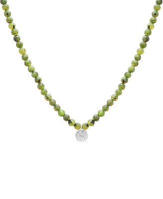 Black Spinel & Diamond Accent Beaded 17" Pendant Necklace Sterling Silver (Also Turquoise, Lapis Lazuli, Jade)