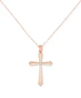 Crystal Cross 18" Pendant Necklace 10k Gold