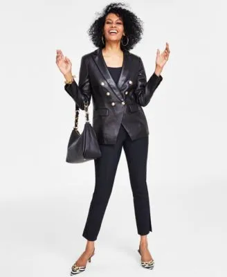 I.N.C. International Concepts Womens Layering Camisole Top Double Breasted Blazer High Rise Slit Ankle Pants Ninel Platfrom Sandals Created For Macys