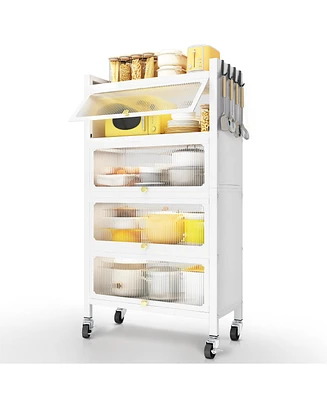 Mega Casa 4 Door Accent Cabinet, 5 Tier Kitchen Organizer Shelf