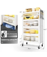 Mega Casa 4 Door Accent Cabinet, 5 Tier Kitchen Organizer Shelf