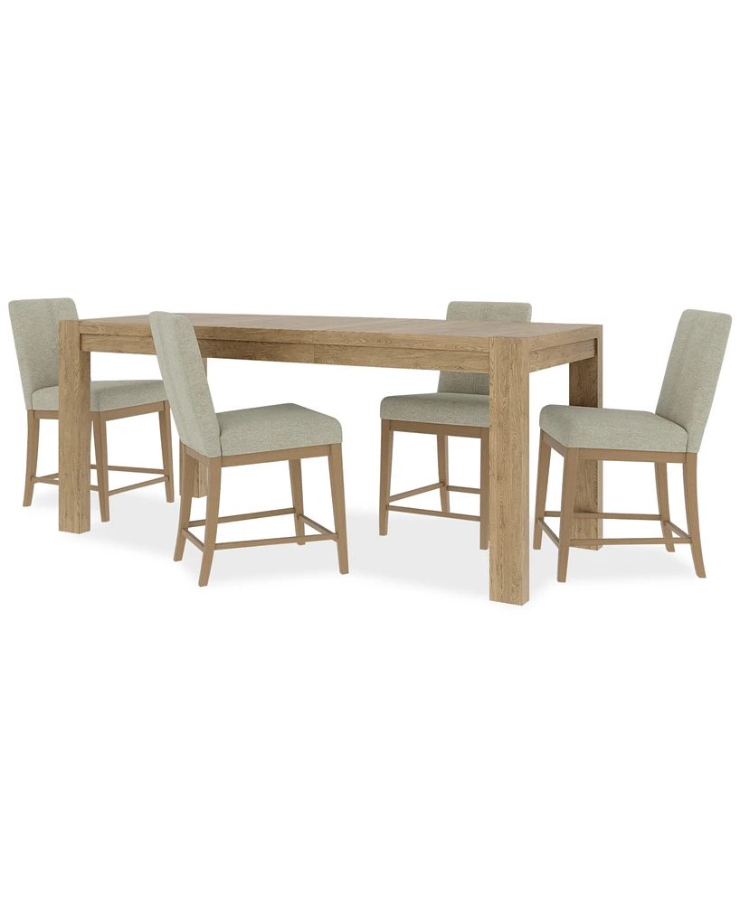 Davie Dining 5pc Set (Counter Height Rectangular Table + 4 Counter Height Chair)