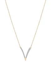 Wrapped Diamond V Statement Necklace (1/6 ct. t.w.) in 14k Gold, 17" + 1" extender, Created for Macy's