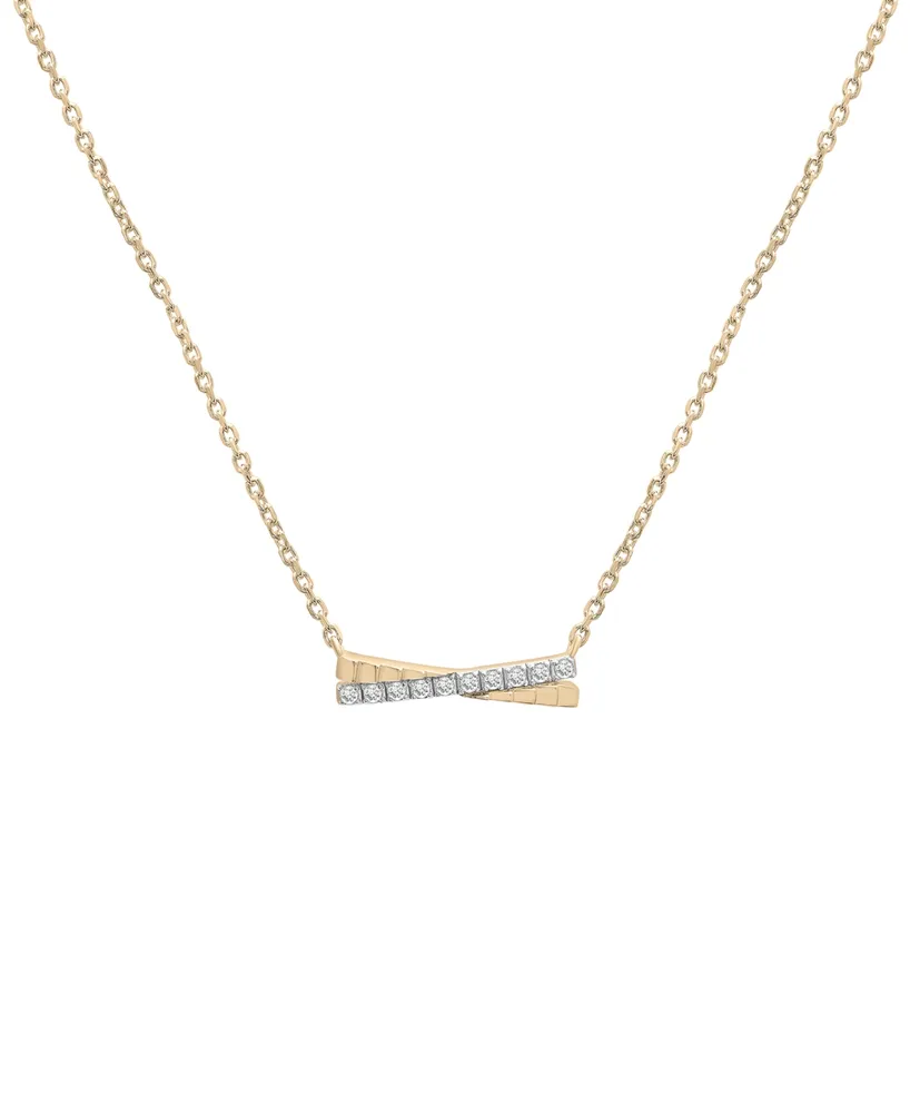 Audrey by Aurate Diamond Crisscross Bar 18" Pendant Necklace (1/10 ct. t.w.) in Gold Vermeil, Created for Macy's
