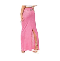 Women's Micro Sequin Sheer Knit Maxi Skirt