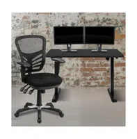 48" Wide Electric Adjustable Standing Desk & Ergonomic Office Chair