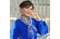Miramar - Long Sheer Silk Scarf for Women - Blue