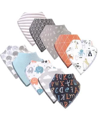Hudson Baby Infant Girl Cotton Fleece Bandana Bibs 10pk, Woodland, One Size