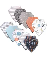 Hudson Baby Infant Girl Cotton Fleece Bandana Bibs 10pk, Woodland, One Size