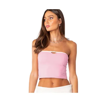 Women's Strapless Crop Top With Small Belt On Bust