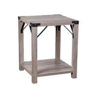 Merrick Lane Green River Modern Farmhouse Engineered Wood End Table And Powder Coated Steel Accents