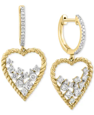 Effy Diamond Scattered Cluster Heart Drop Earrings (1/2 ct. t.w.) in 14k Gold