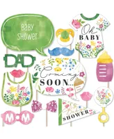 Wildflowers Baby - Boho Floral Baby Shower Photo Booth Props Kit - 20 Count - Assorted Pre