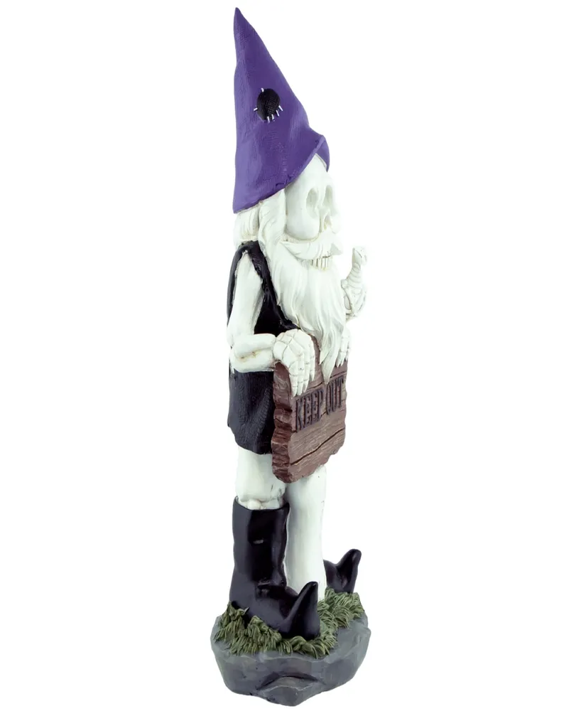 11.75" Gnome Skeleton "Keep Out" Halloween Decoration