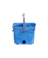 Camp-zero 20 | 21 Qt. Premium Cooler with 4 Molded-In Cup Holders and Folding Aluminum Comfort Grip Handle | Blue Swirl