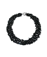 Bling Jewelry Large Natural Stones Cluster Multi Strand Collar Necklace & Stretch Bracelet Set