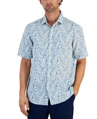 Alfani Men's Regular-Fit Textured Geo-Print Button-Down Shirt, Created for Macy's