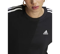 adidas Women's 3-Stripe Cotton Fleece Crewneck Sweatshirt