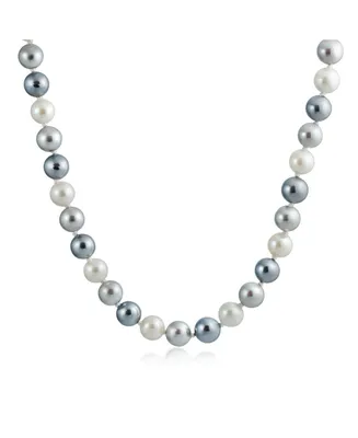 Classic Smooth 10MM Black White Grey Tri Multi Color Hand Knotted Simulated Pearl Strand Necklace For Women 18 Inches