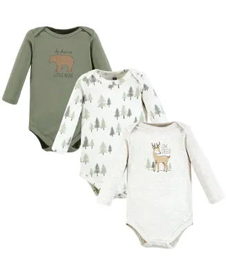 Hudson Baby Baby Boys Hudson Cotton Long-Sleeve Bodysuits, Forest Deer -Pack