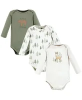 Hudson Baby Baby Boys Hudson Cotton Long-Sleeve Bodysuits, Forest Deer -Pack