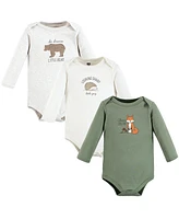 Hudson Baby Baby Boys Cotton Long-Sleeve Bodysuits, Forest Fox, 3-Pack