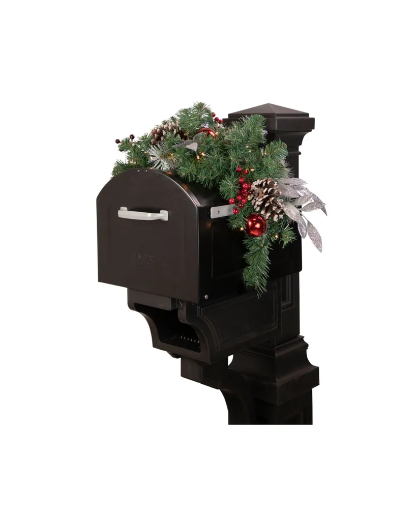 36" Pre-Lit Decorated Artificial Pine Christmas Mailbox Swag