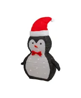 28" Led Lighted Tinsel Penguin in Santa Hat Outdoor Christmas Decoration