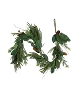 6' Mixed Foliage with Pine Cones and Berries Christmas Garland Unlit