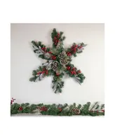 32" Pre-Lit Decorated Frosted Pine Cone and Berries Artificial Christmas Snowflake Wreath